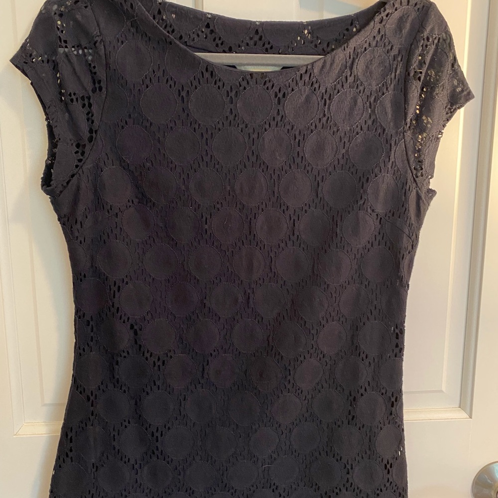Banana Republic navy eyelet lace top